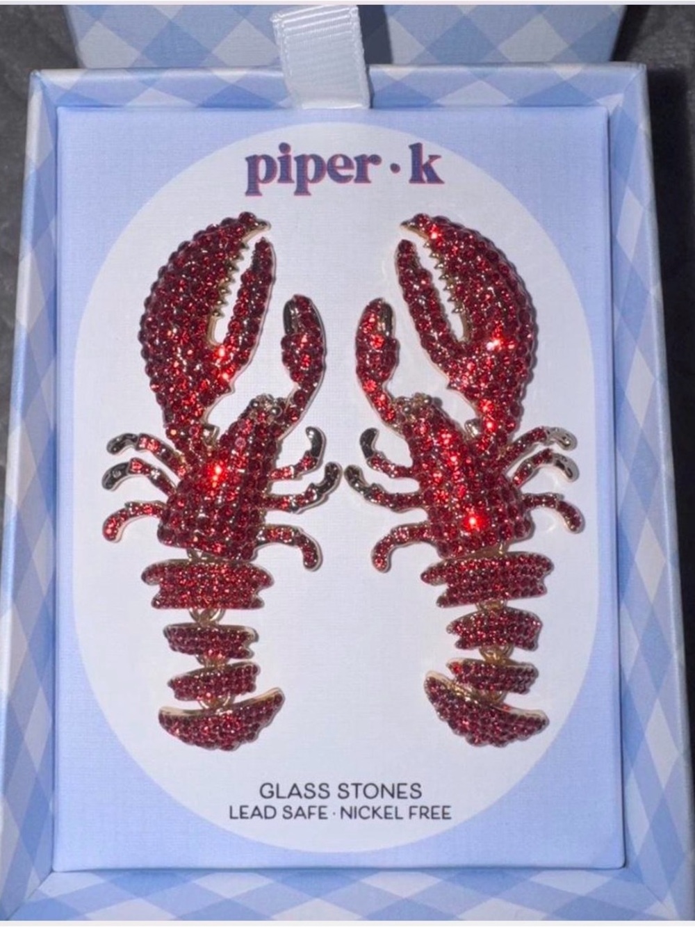 piper•k Red Lobster Crystal Drop Earrings